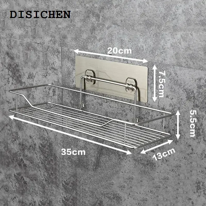 DISICHEN Sales promotion Stainless Steel Bathroom Storage Shower Shelf Punch-Free Kitchen Toilet Wall Hanging Rack Organizer Bathroom Corner Shelves Set