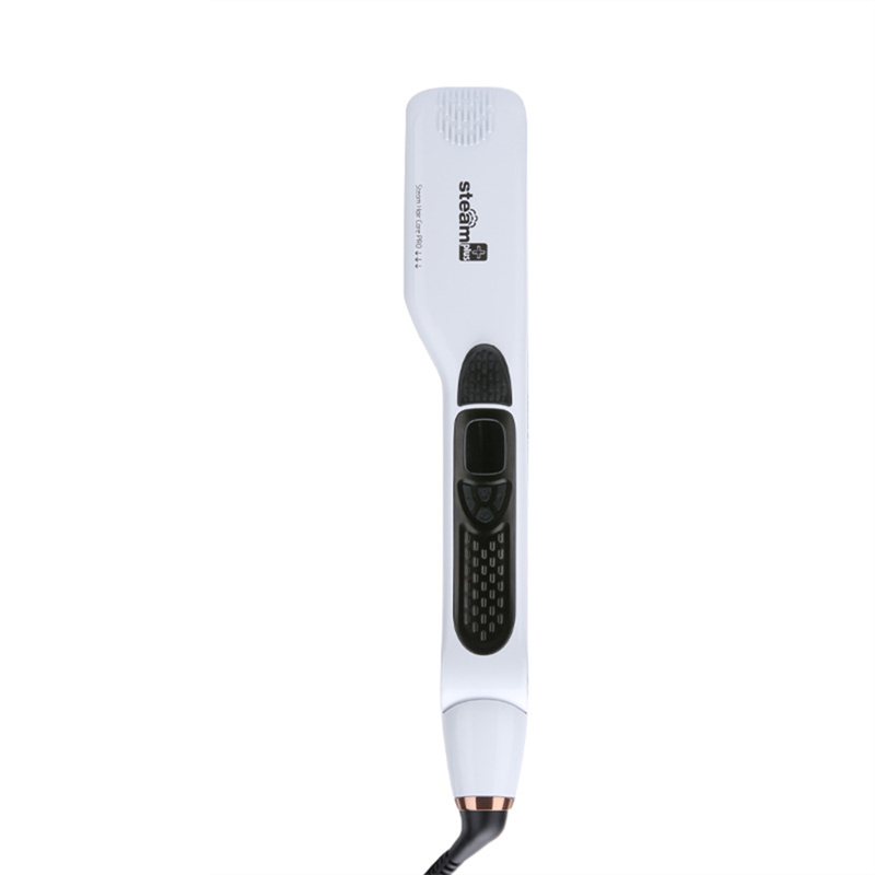Professional Salon Steam Hair Straightener Ceramic Steam Flat Iron + Removable Comb EU Plug White