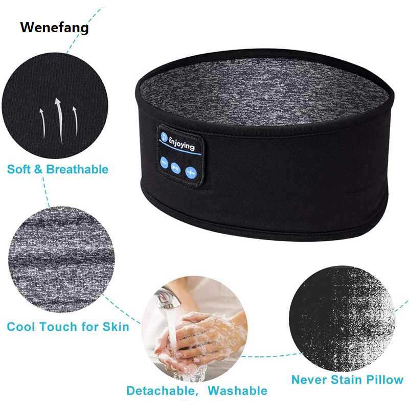 Wenefang Wireless Bluetooth Speaker Headscarf Wireless Music Sleep Headset Sports Headband Built-in Sleep Music Eye Mask Travel Headset
