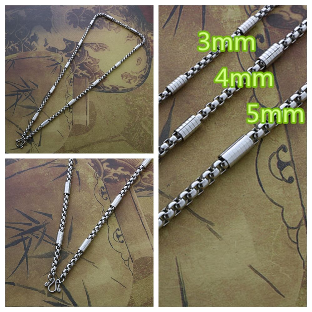 Fashion Silver Color Punk Gothic Cool Metal Collar Heavy Link Square Pearl Chain Titanium Steel Necklace