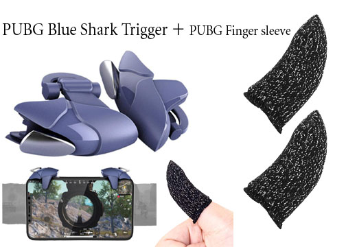 Mobile Pubg Blue Shark Trigger + Pubg Finger Sleeves