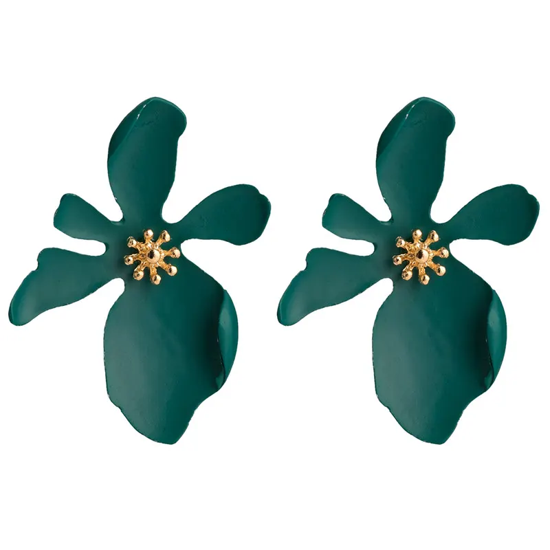 【Happy LifeStore】2023 New Flower Stud Earing Pattern Metal Solid Color Temperat Banquet Jewelry Accessories