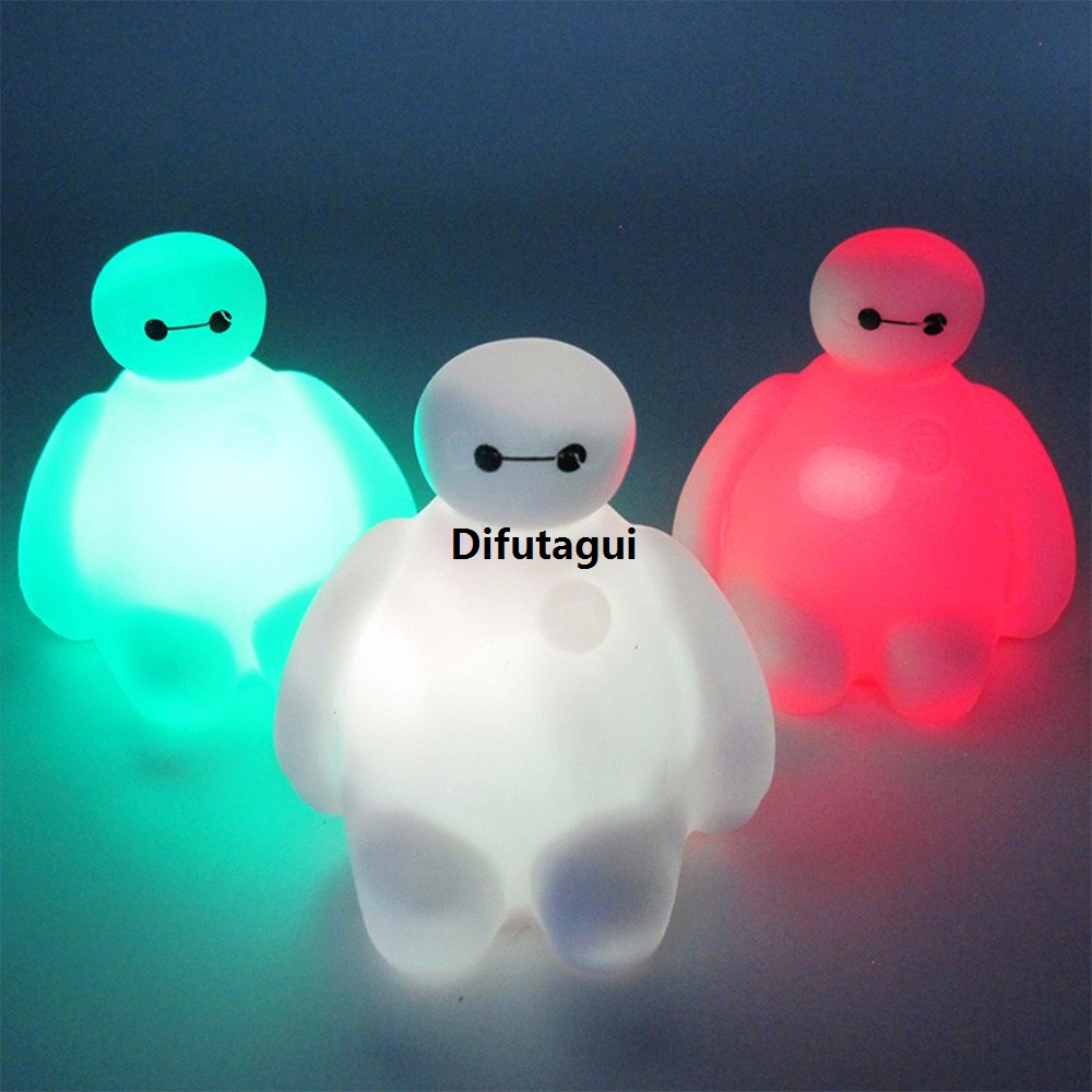 Difutagui Emergency Light Silicone Light Baymax Creative LED [802e9a44] Cute Special Color Changing Cartoon Light Children's Toy Light Soft Mini