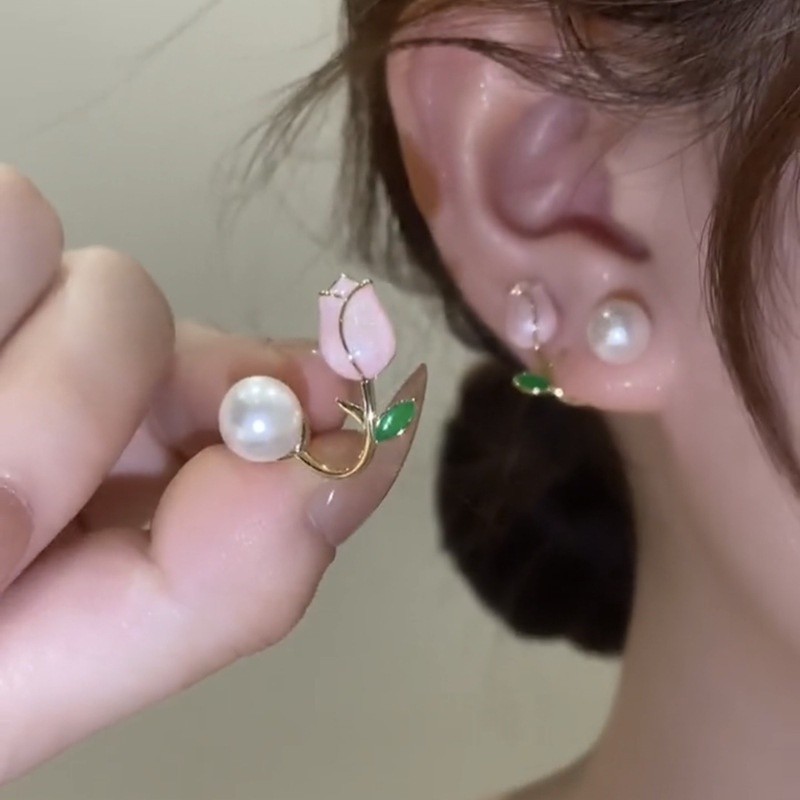 New 2024 Fashion Tulip Flower Earrings for Girl Party Accessories Bles Online DZ-8C-01