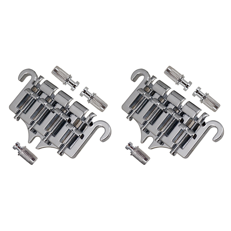 OUMERY 2X 3 Point 4 String Bass Bridge Tailpiece Zinc Alloy Bridges with Saddle Replacement Parts for Style Bass