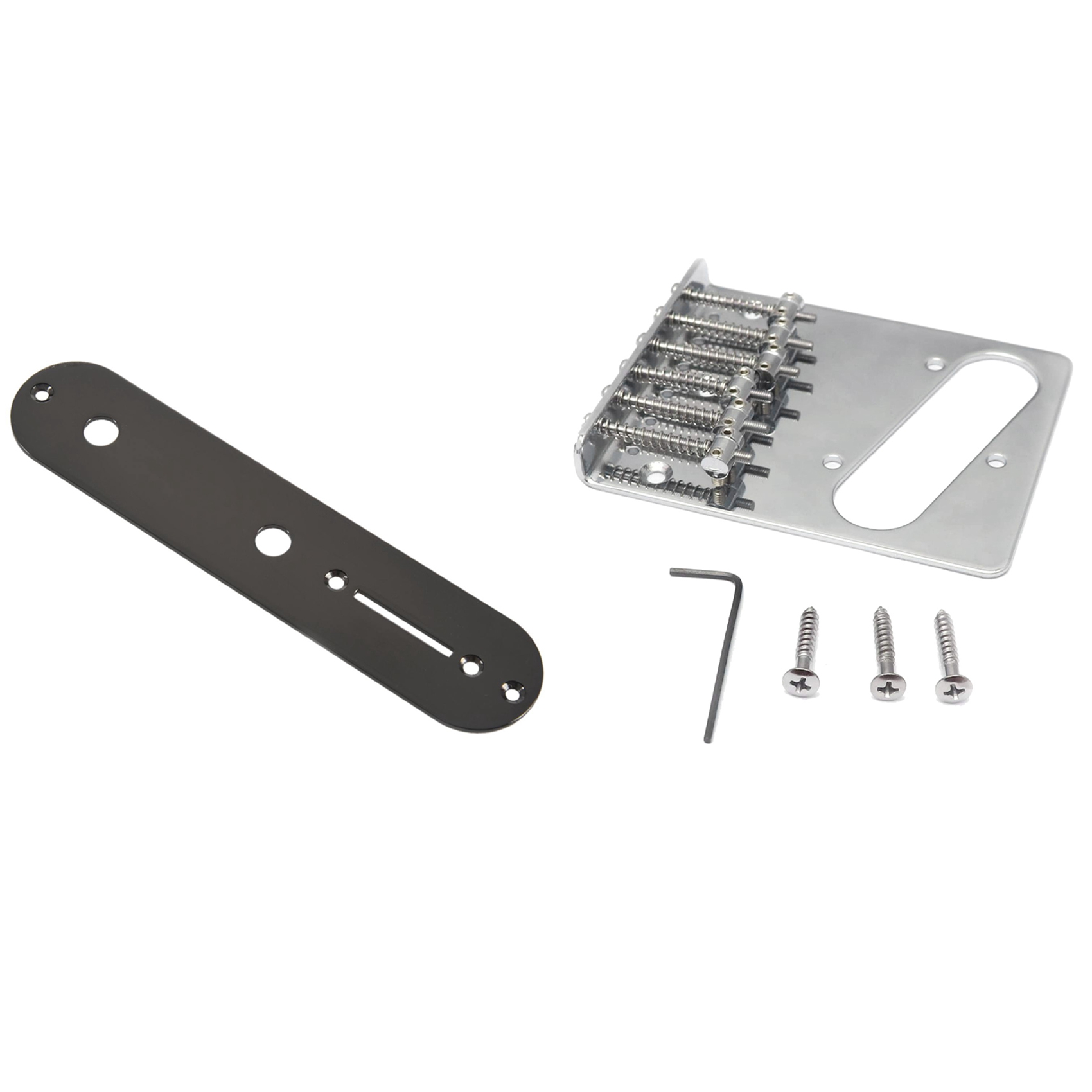 FORIDE 1 Pcs 32MM Width Control Plate & 1 Set Vintage Style 6 Strings Saddle Bridge