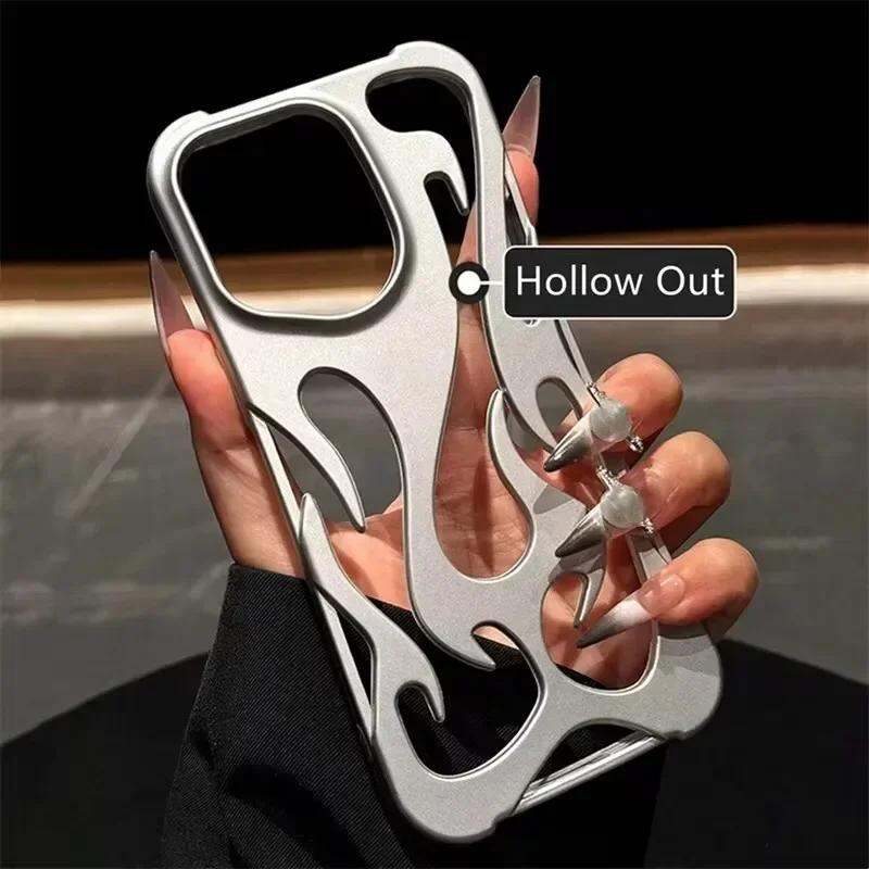 NEW HODON Fashion Matte 3D Hollowed Flame Breathable Phone Case For iPhone 16 15 14 13 12 11 Pro Max 16 Plus Cases Electroplated TPU Soft Back Cover