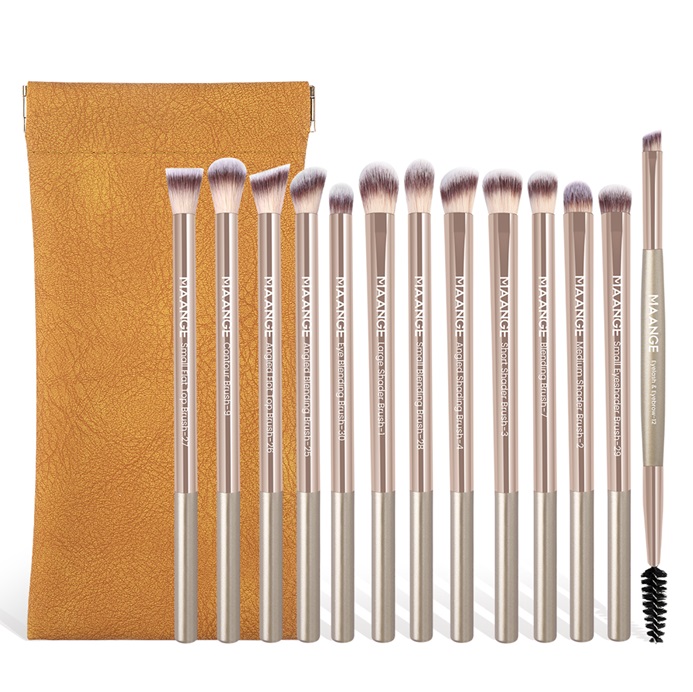 MAANGE 13pcs Professional Soft Long Aluminum Tube Makeup Brush Set With Bag MAG52034QJ+SB