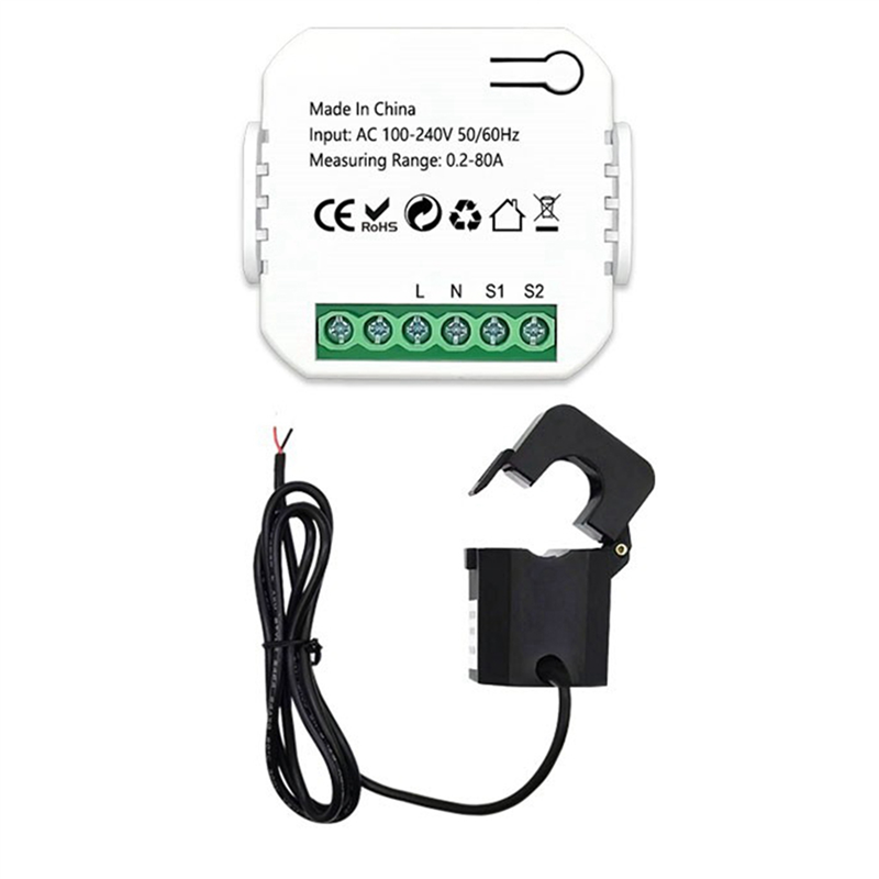 FORIDE 2X Tuya Smart Life ZigBee Energy Meter 80A with Current Transformer Clamp KWh Power Monitor Electricity Statistics