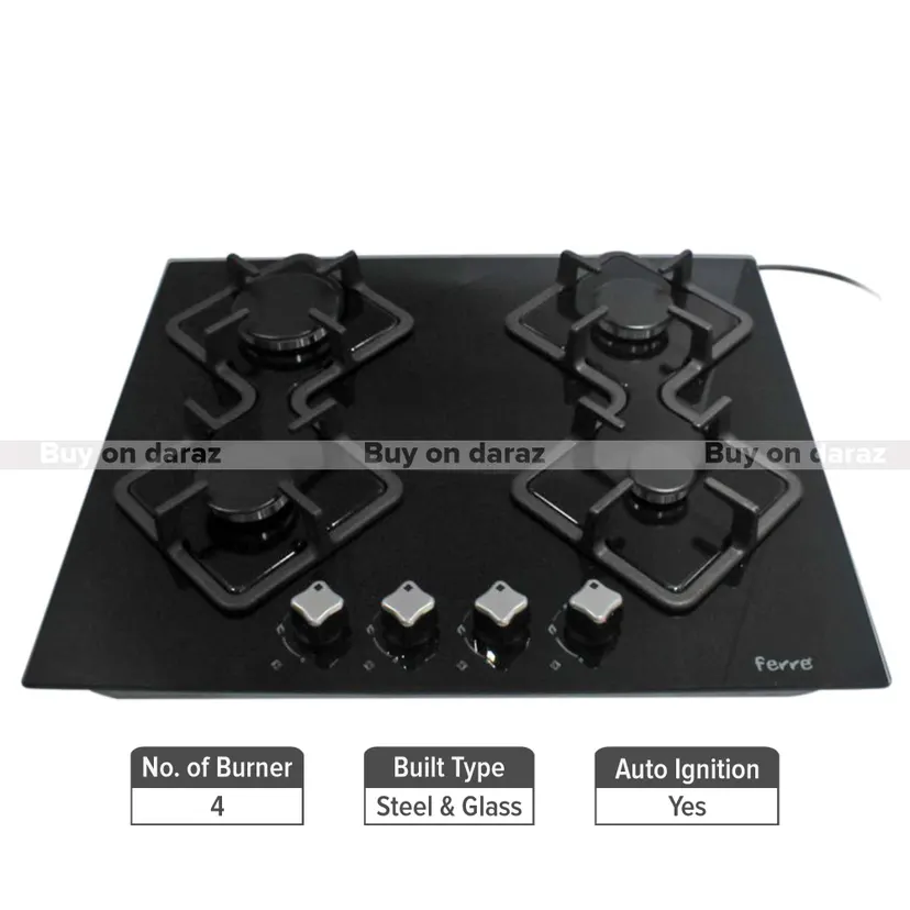 Black Ferre 4 Burner Gas Stove