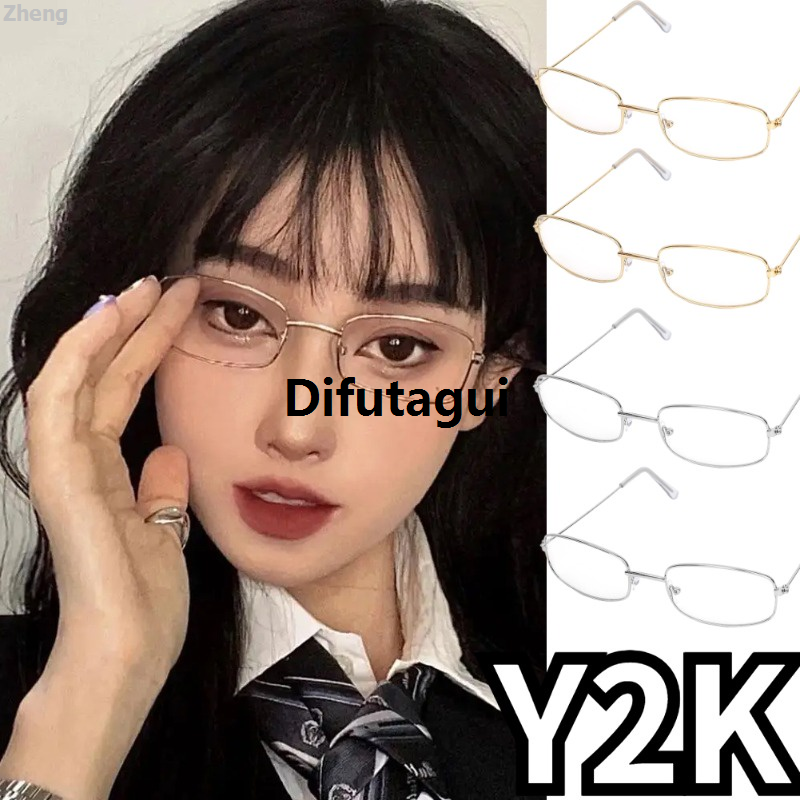 Difutagui Zheng 2025 New Light glasses－men's and women's glass－plain makeup－frame－ordinary Hot Selling glasses－anti-blue fashion－retro－light goggles－gold decoration glasses－flat