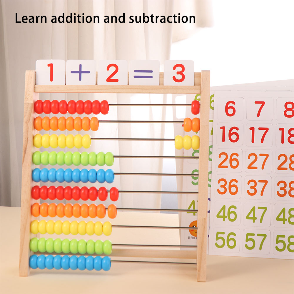 Subtraction Arithmetic Toys Calculating Beads Wooden Educational Counting Toy Colorful Beads Counting Number Arithmetic Abacus Puzzle Toy Wooden Early Math Learning Toy 3-6 Year Olds Toys