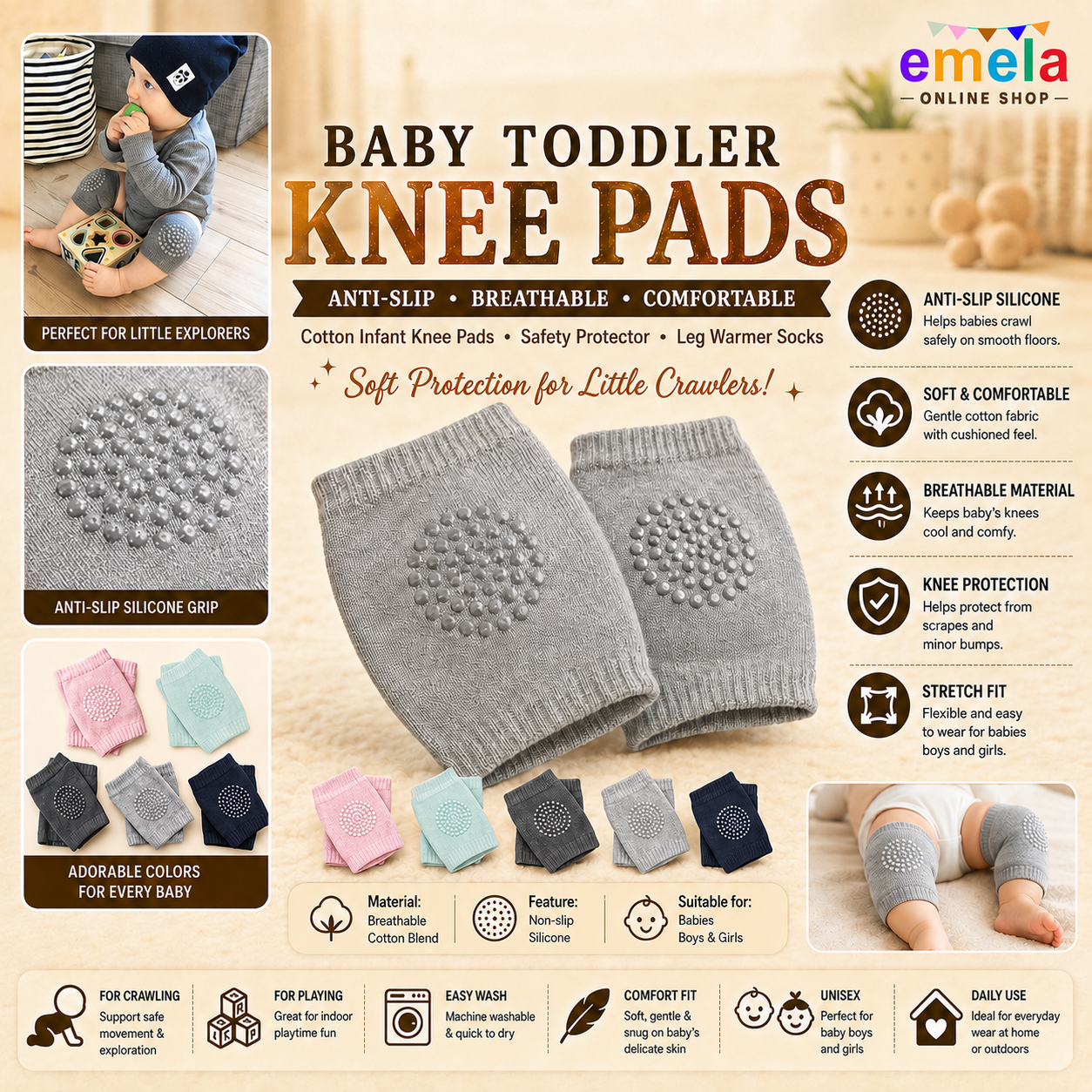 New Baby Knee Pads - 1 Pairs