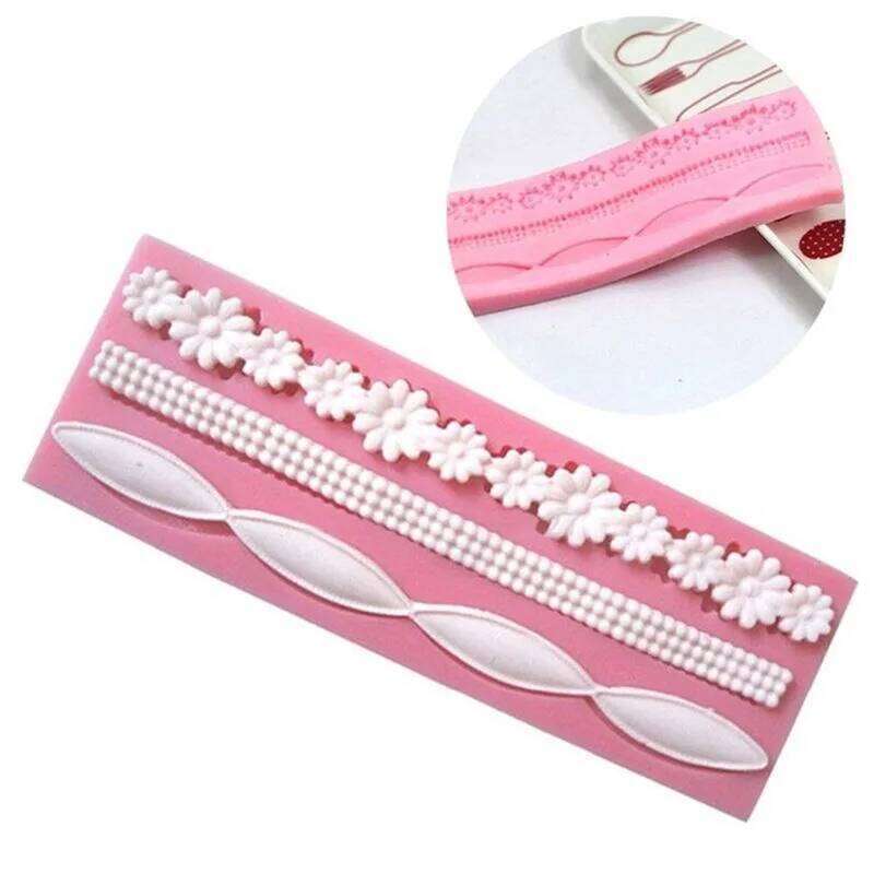 Hot Sale New 3D Lace Flower Bead Chain Silicone Mold Cake Decorating Baking Molds Sugar Paste Fondant Pastry Tools