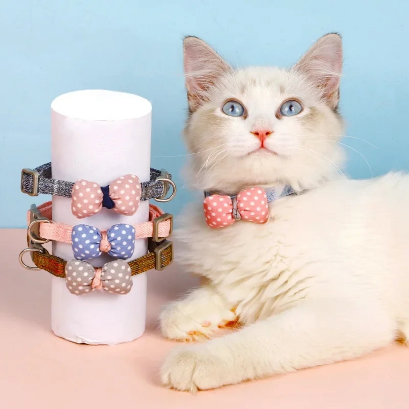 1Pcs Colorful Cute Bell Collar Adjustable Bow Tie for Dogs Beautiful Cat Collar with Bell Kitten Collar Dog Accessories