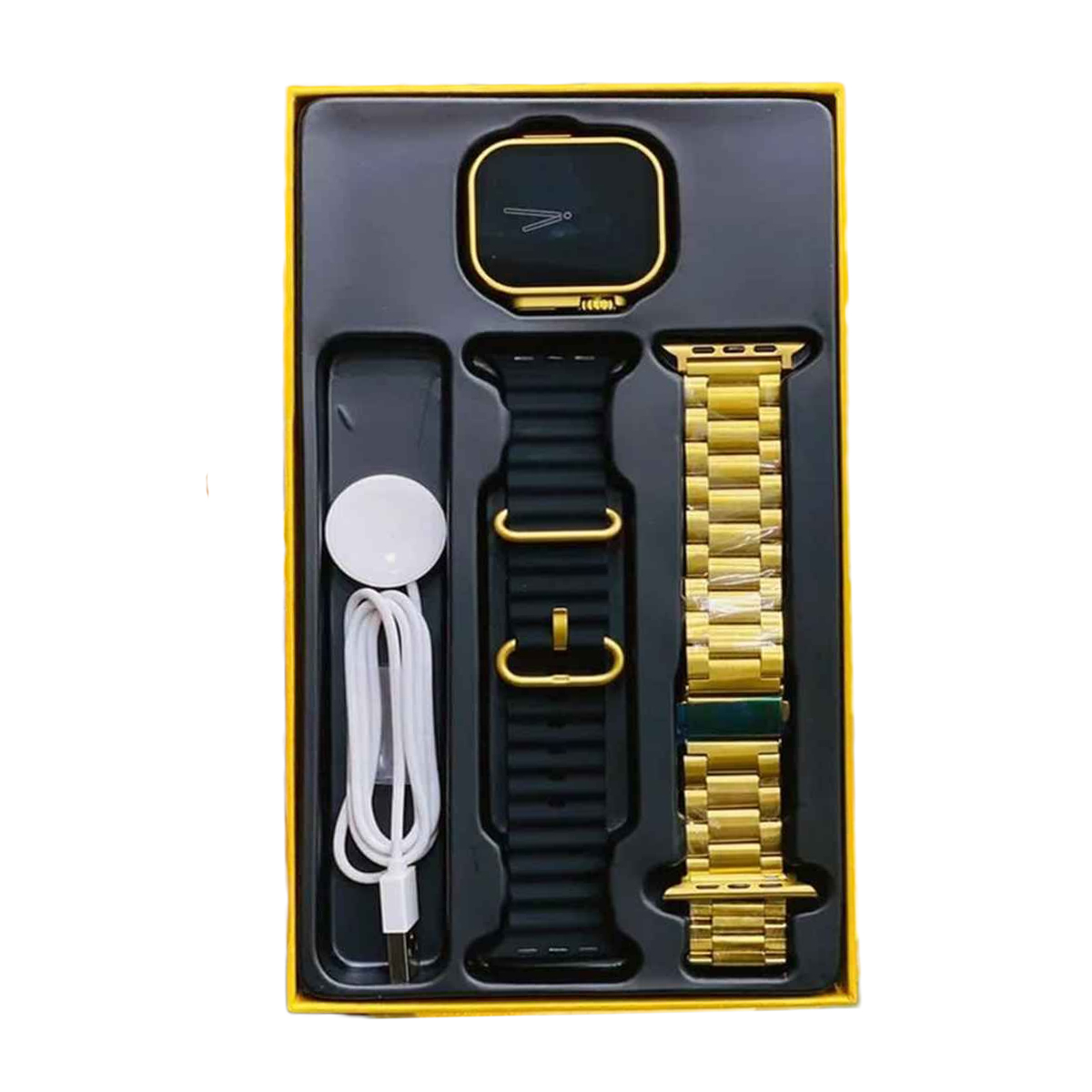 Hk9 Ultra - Golden Edition - Big 2.2 Infinite Display Smart Watch Wireless Charging Smartwatch Bluetooth Call Sleep Monitoring Series 8 Watch for Men Women