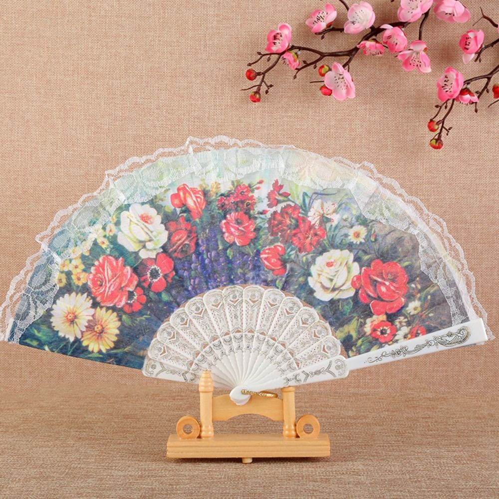 Classic Lace Chinese Style Folding Fan Chinese Style Painting Diamond Silk + Plastic Dance Fan Han Clothing Accessories Han Clothing Accessories