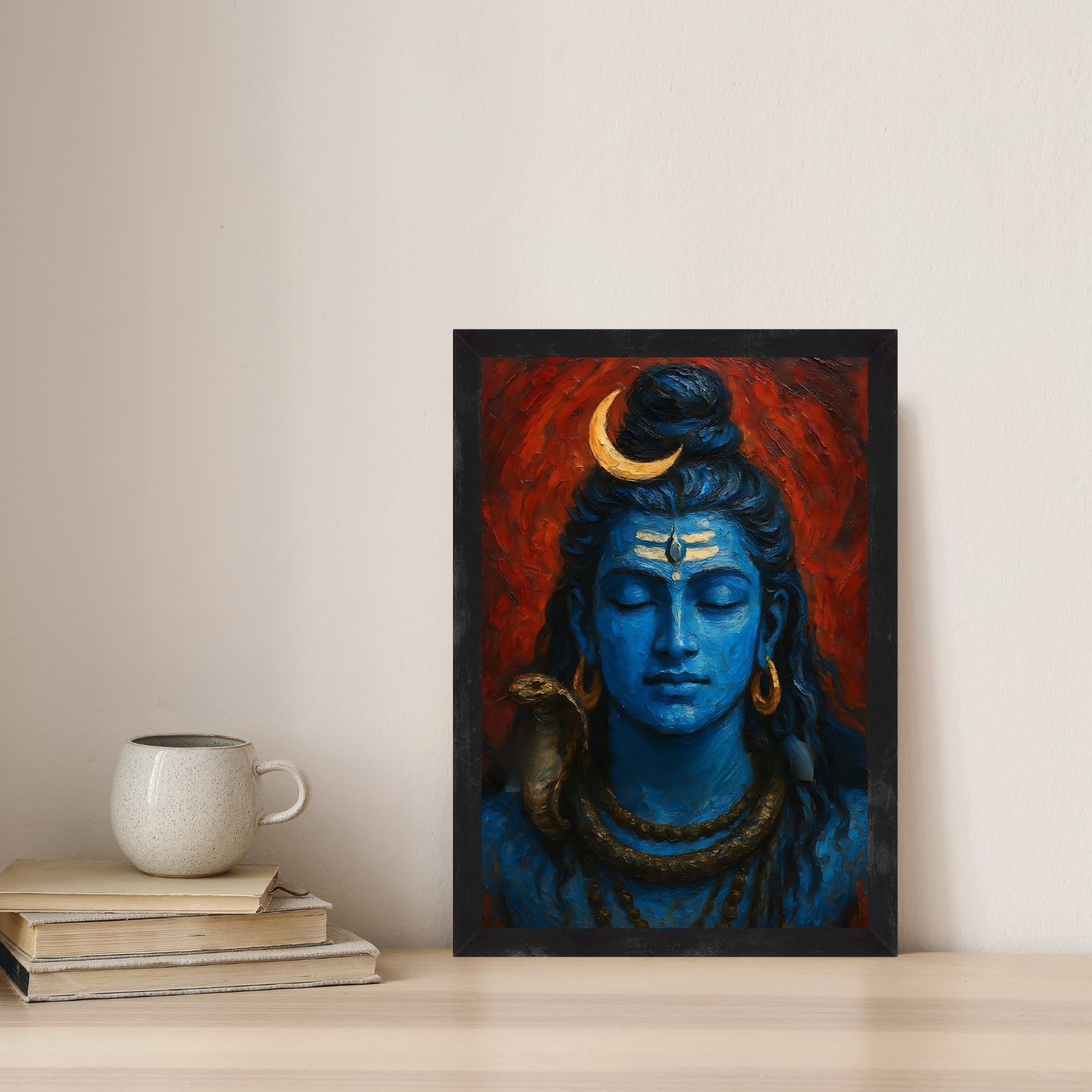 Lord Shiva Wall Art Decor - A4 Framed Poster for Home Temple, Meditation & Spiritual Décor