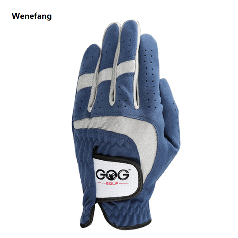 Wenefang Golf Glove For Men 1pc Blue Sport Fabric Breathable Left Right Hand New Brand Dropship Magic Tape baseball Tennis Glove