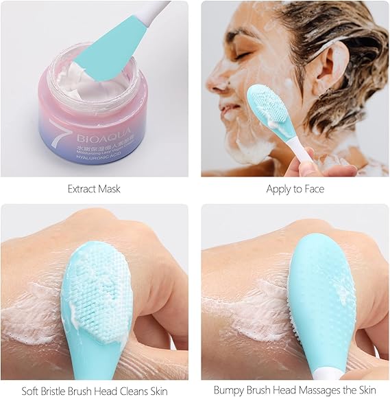 Silicone Face Mask Applicator , Double-Head Manual Cleansing Brush for Deep Gentle Exfoliating