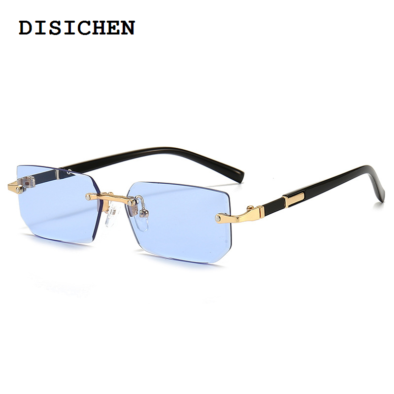 DISICHEN Profesional Rimless Sunglasses Rectangle Fashion Popular Women Men Shades Small Square Sun Glasses For Female male Summer Traveling Oculos