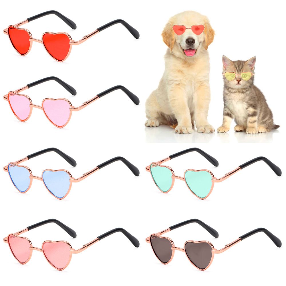 Photo Prop Cosplay Party Costume Dog Glasses Cats Small Dogs Cat Glasses Heart Metal Sunglasses