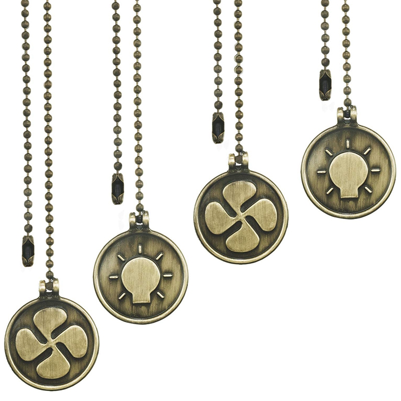 (GGBR) 4 Pcs Light Bulb and Fan Pattern Zipper Extension Fan Zipper Pendant with Ball Fan Chain Connector, Bronze