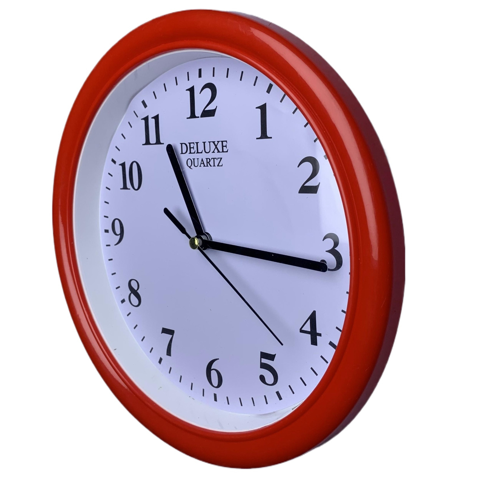 Wall clock- Round Shape White, 1,2,3,4 Numbering, Clear Visibility Dial Red Color Officail Designer Wallclock For Home, Office, Living Room, Resturant - 815 - Sold By Watch House