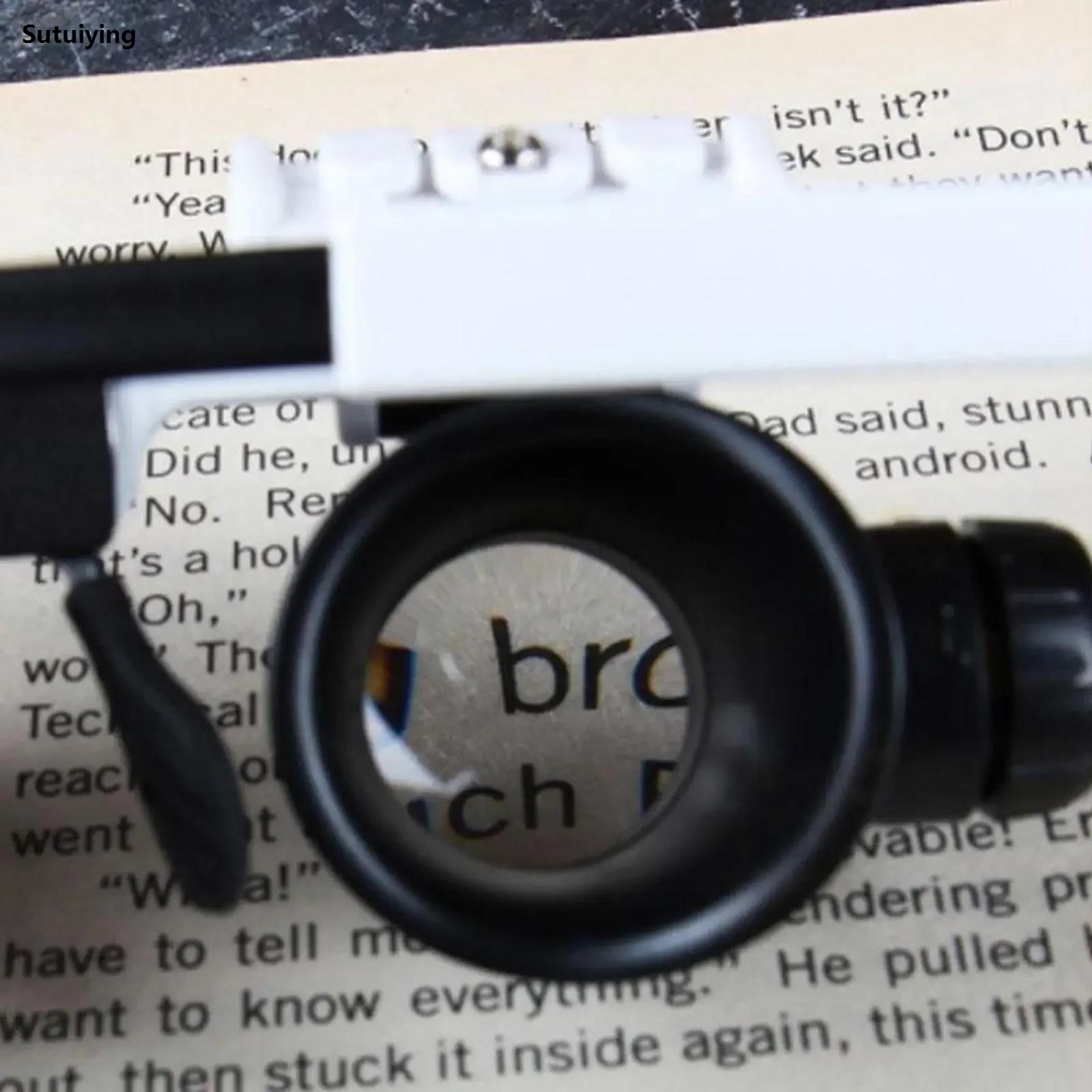 Sutuiying 2xLED 8X 15X 23X Watch Jeweler Repair Magnifier Telescopic Portable Magnifier Glasses with 2 LED Light for Reading Wearing