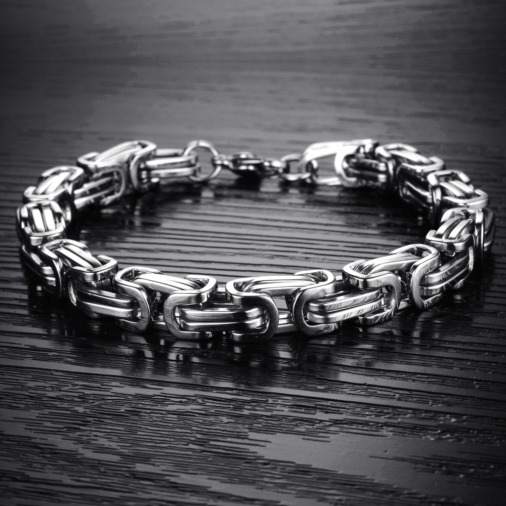 Vylon Domineering European and American Fashion Trendy Men's Titanium Steel Emperor Chain Emperor Bracelet Stainless Steel Square Buckle Cuban Bracelet Factory Direct Sales