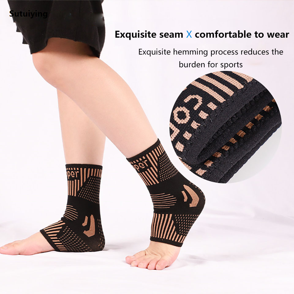 Sutuiying 1Pcs Copper Ankle Brace Infused Compression Sleeve Support Ankle 2025 New Achilles Tendon Pain Relief Plantar Fasciitis Sprained Unisex