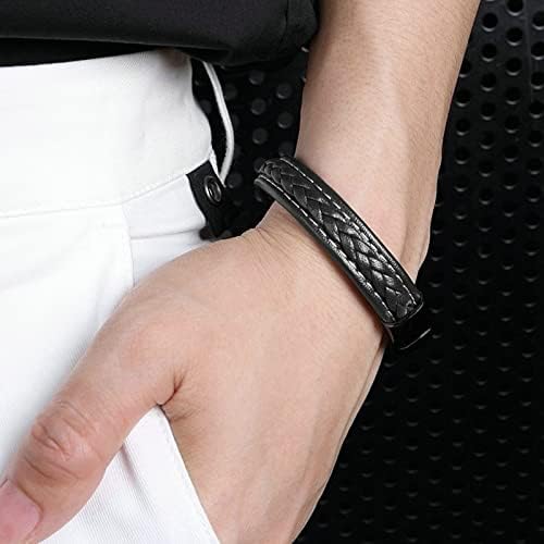 Leather Bracelet For Men With Metal Magnetic Clasp