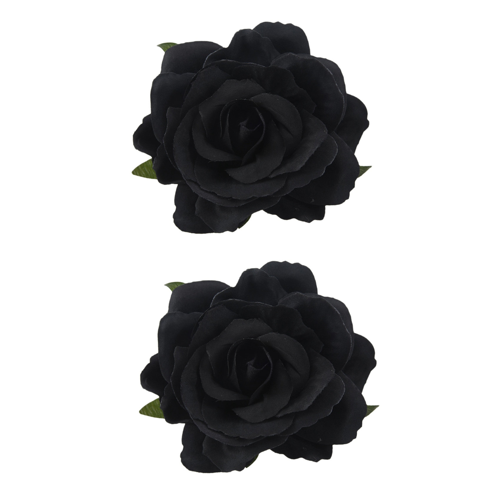 fasdaga 2X Silk Flower Hair Clip Brooch Wedding Corsage Flower Clip 8cm Brooch Accessory - Black