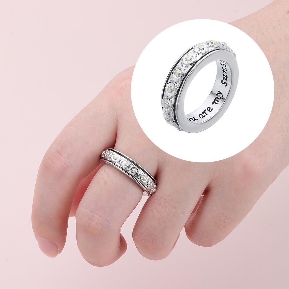 Valentine's Day Full Diamond Daisy Rotating Ring Anti Stress Rotatable Anxiety Rings Vintage Jewelry Flower Anxiety Relief Ring Girls