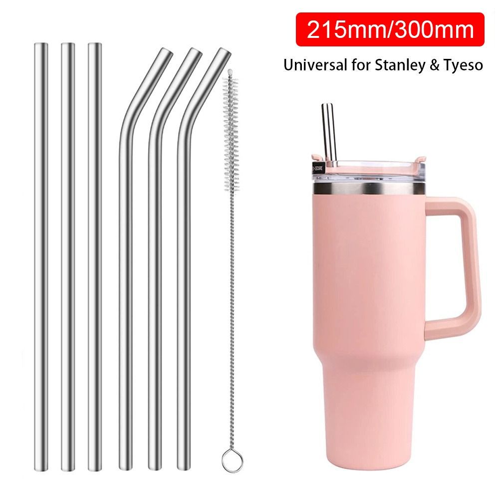 1Pcs Durable Straight Bent Stainless Steel Straws Drinking 6mm 8mm Cup Straw Silver Reusable Replacement Straw for Stanley 30oz 40oz Tyeso Cup