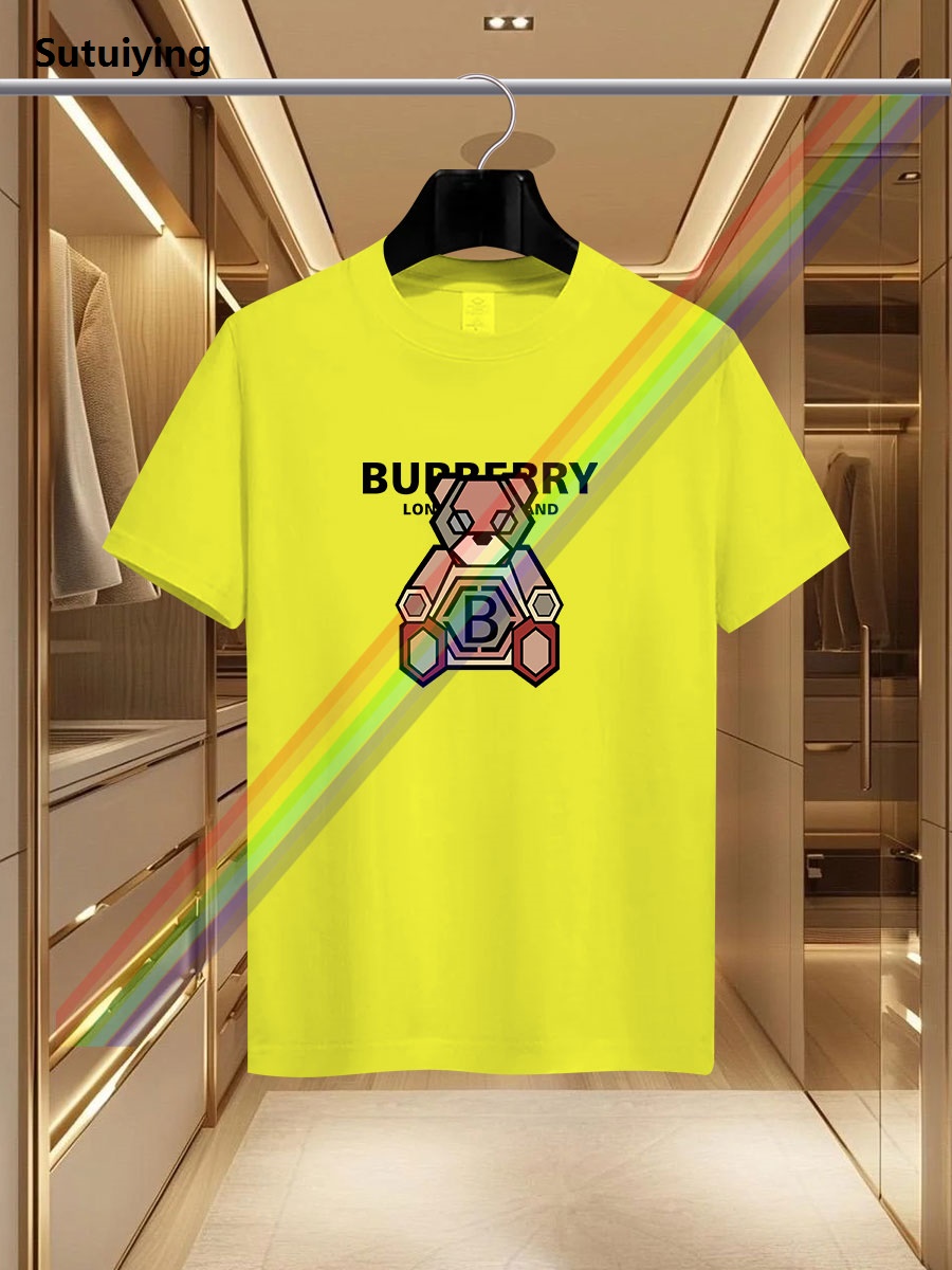 Sutuiying The 2025 new men's summer luxury fashion letter B Bear brand printed Hot Selling T-shirt, pure cotton round neck casual and trendy Y2K high-