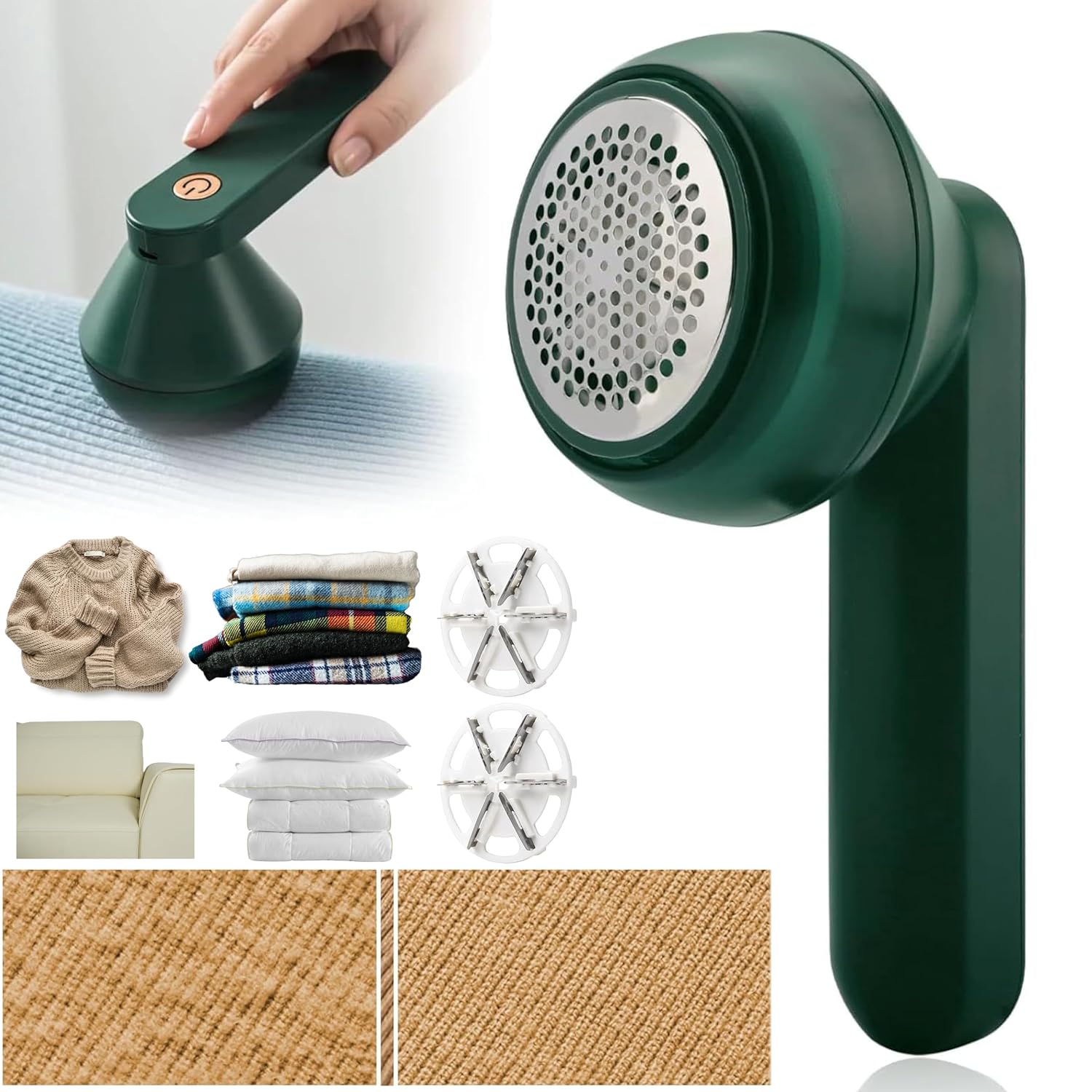 Lint Remover for Clothes Fabric Shaver USB Rechargeable Fuzz Removal Machine with Upgraded 6 Stainless Steel Blades