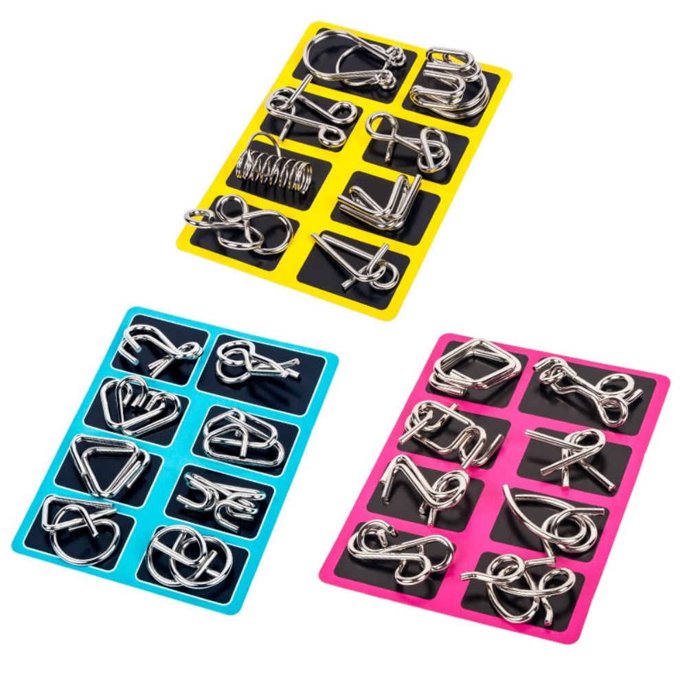 8pcs Gifts Fun Unlock IQ Mind Brainteasers Games 3d Puzzle Wire Brain Teaser Puzzles Interactive Games 3D Montessori Puzzle Developmental