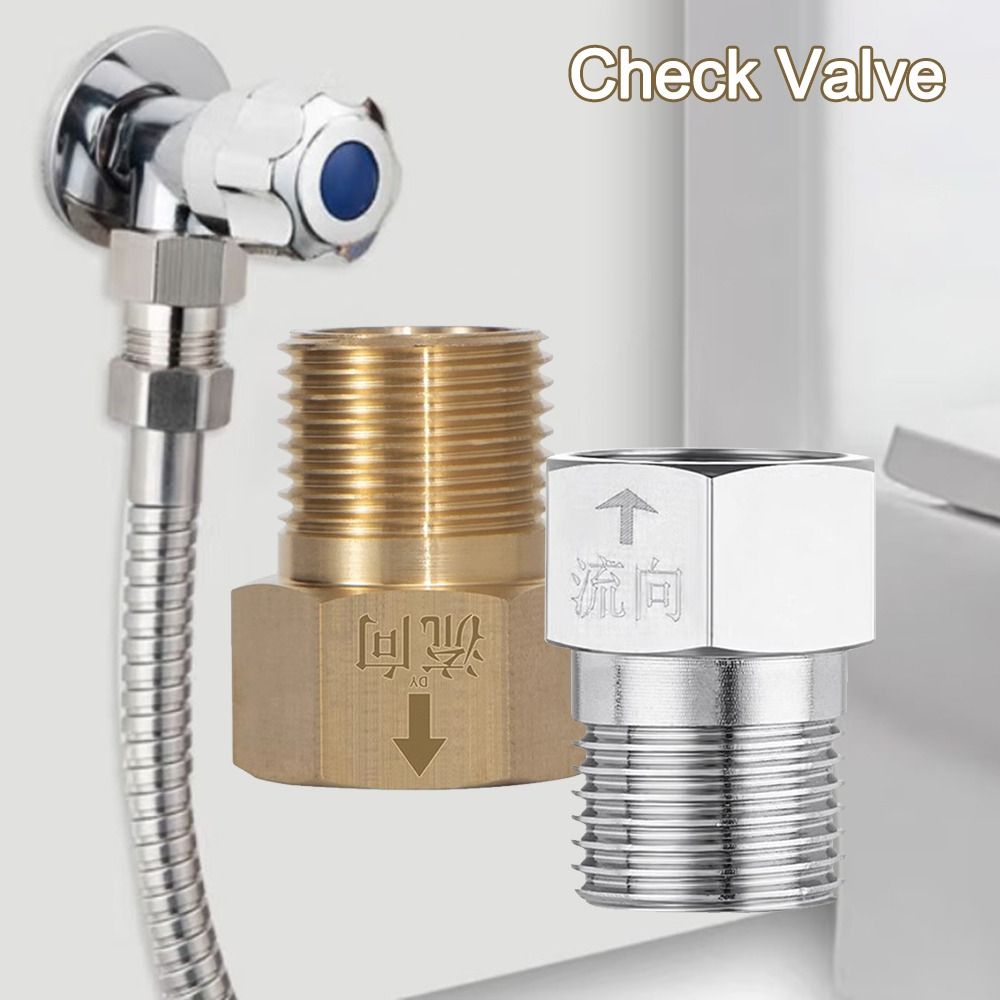 Durable Brass Check Valve Gold Silver Female Male Thread One-way Valve Ozone Resistance Anti-backflow Valve Toilet
