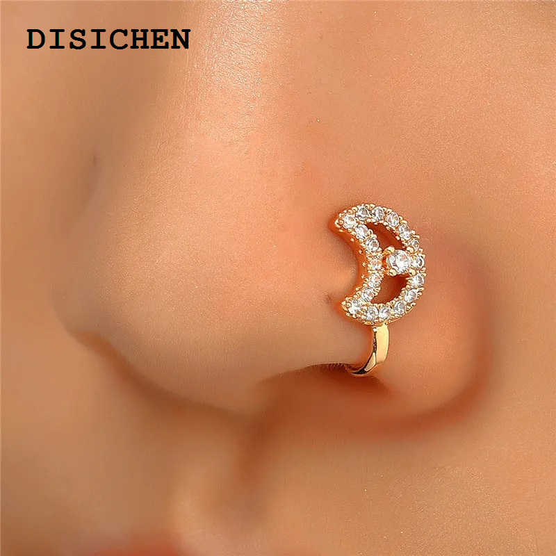 DISICHEN 【2025 Version】 Modyle Gold Silver Color Heart Clip On Nose Ring Star Nose Piercing Clip On Cross Nose Clip Jewelry Faux Piercing Nez