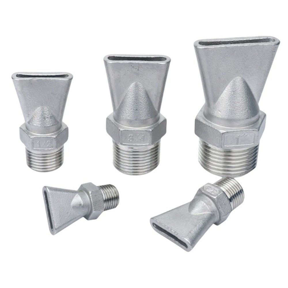 Fan Spray 304 Stainless Steel Duckbill Air Knife Nozzle High-Temp Resistant Sandblasted Blowing Jet Nozzle Corrosion Resistant BSPT Nozzle Industrial Water Jet