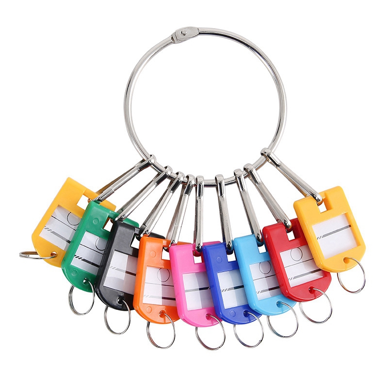 NEW 【Special offer】Portable Metal Ring Key Organizer With Spring Hooks Key Tags With Ring And Label Window