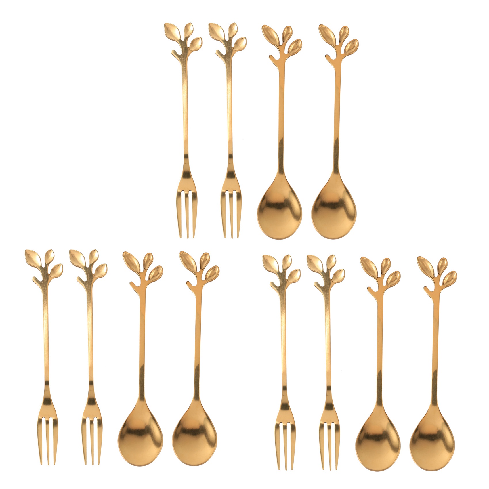 NAMUNY Tableware Coffee Spoon Fork,12 Pack(6 Spoons 6 Forks) 4.7 Inches Tea Spoon Set