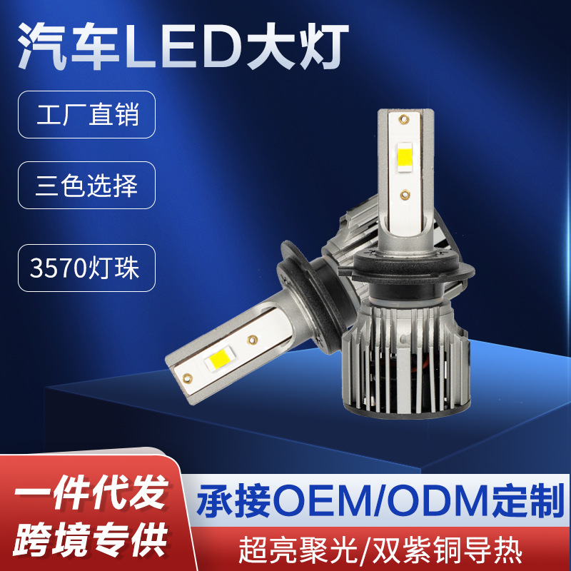 Cross-border factory direct sales automotive LED headlights spotlight H1| H7| H4|9005 3570 lamp beads