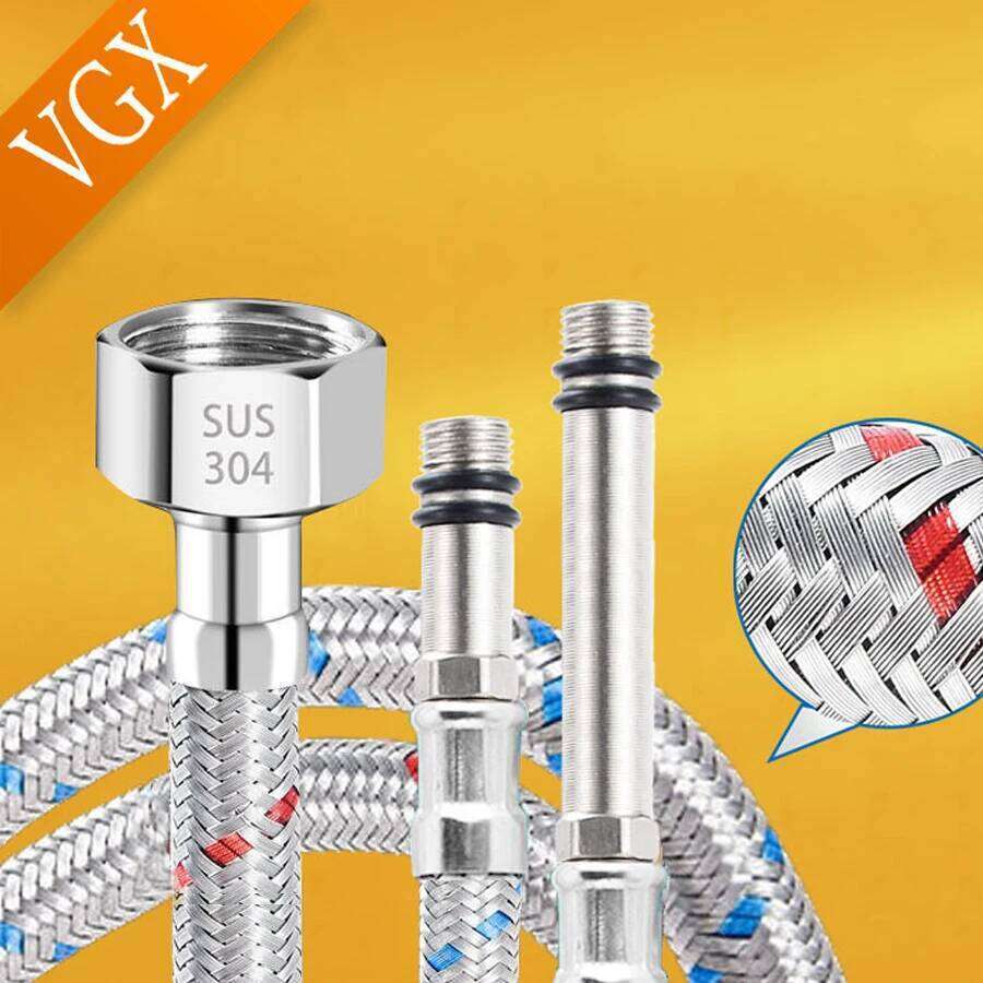 VGX G1/2 G3/8 G9/16 304 Stainless Steel Flexible Plumbing Pipes Cold Hot Mixer Faucet Water Supply Pipe Hoses Bathroom Kitchen