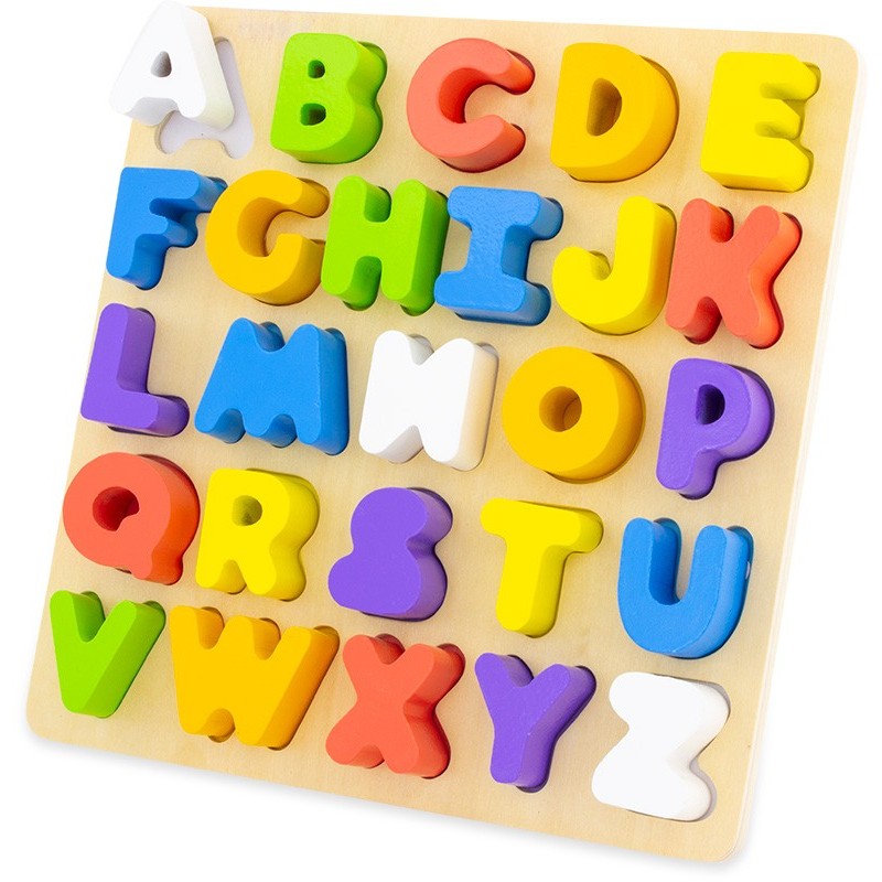 Wooden Capital Alphabet Puzzles Multicolor - 26