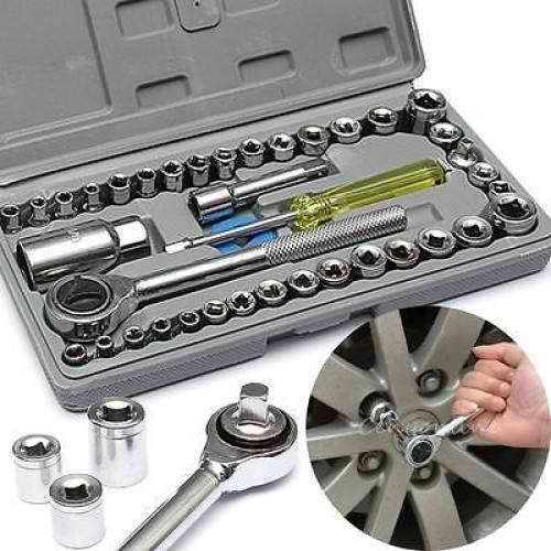 40 In 1 Pcs Tool Kit & Screwdriver , Socket , Wrench Set Multi Purpose Combination For Auto Car Repair By Mama Bahnaja Store