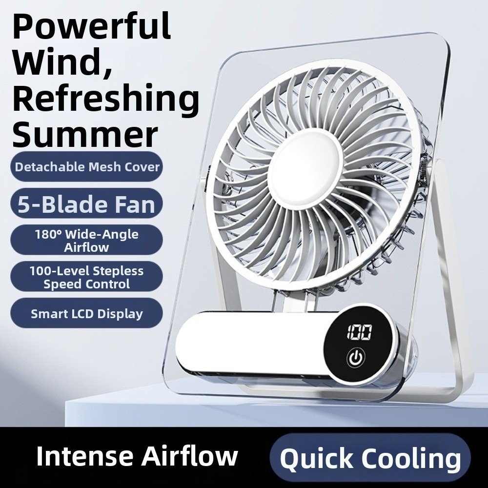 Simple Foldable Desk Fan Wall Hanging&Handheld 100 Levels Table Cooling Fan Portable Ultra Quiet Mini Electric Fan Home Office