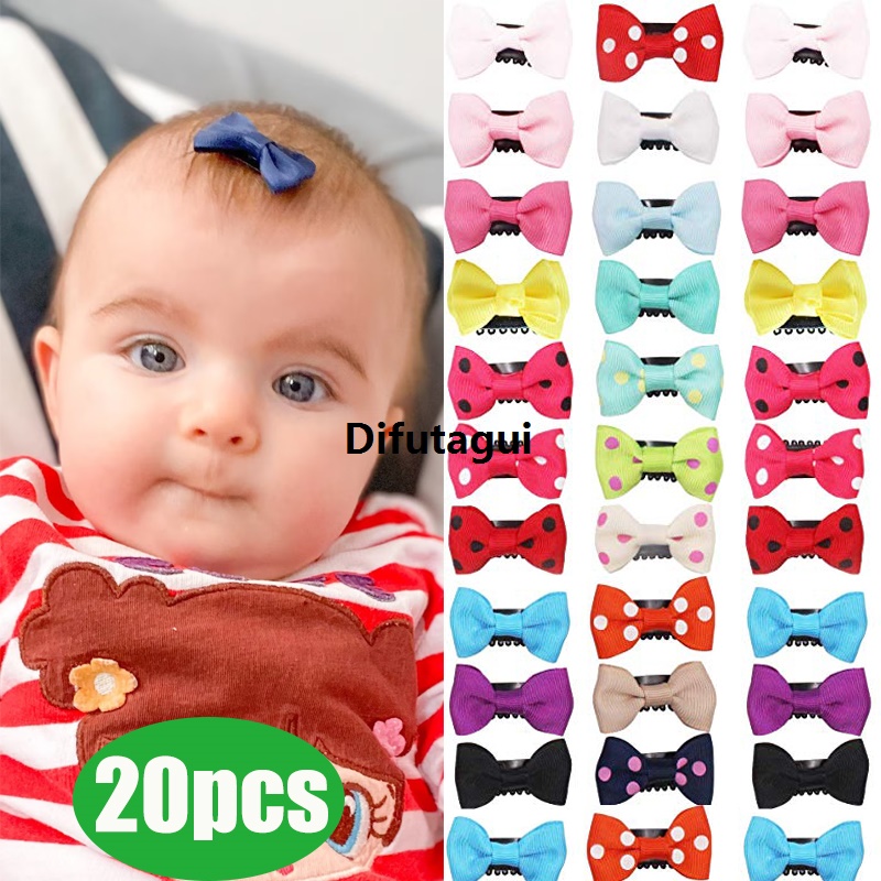 Difutagui New specials 10/20Pcs Candy Color Baby Mini Small Bow Hair Clips Safety High Quality Hair Pins Barrettes for Children Girls Kid Hair Accessories Wholesale