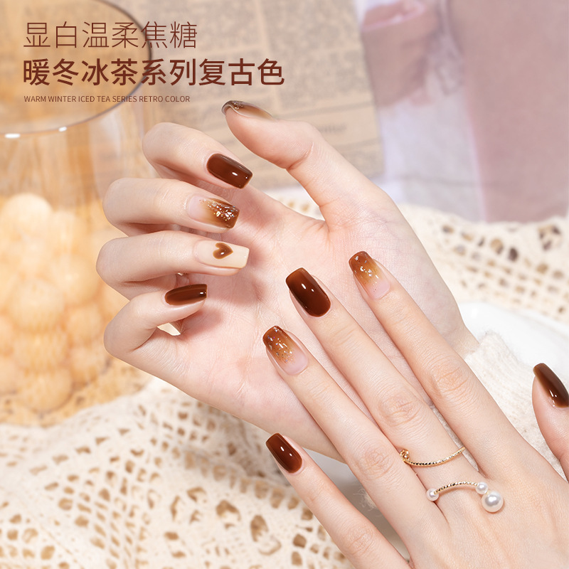 Miss Honey 2025 Summer New Jelly Nail Polish Glue Set Ice Through Nail Art Nude Cute Sour Plum Wood